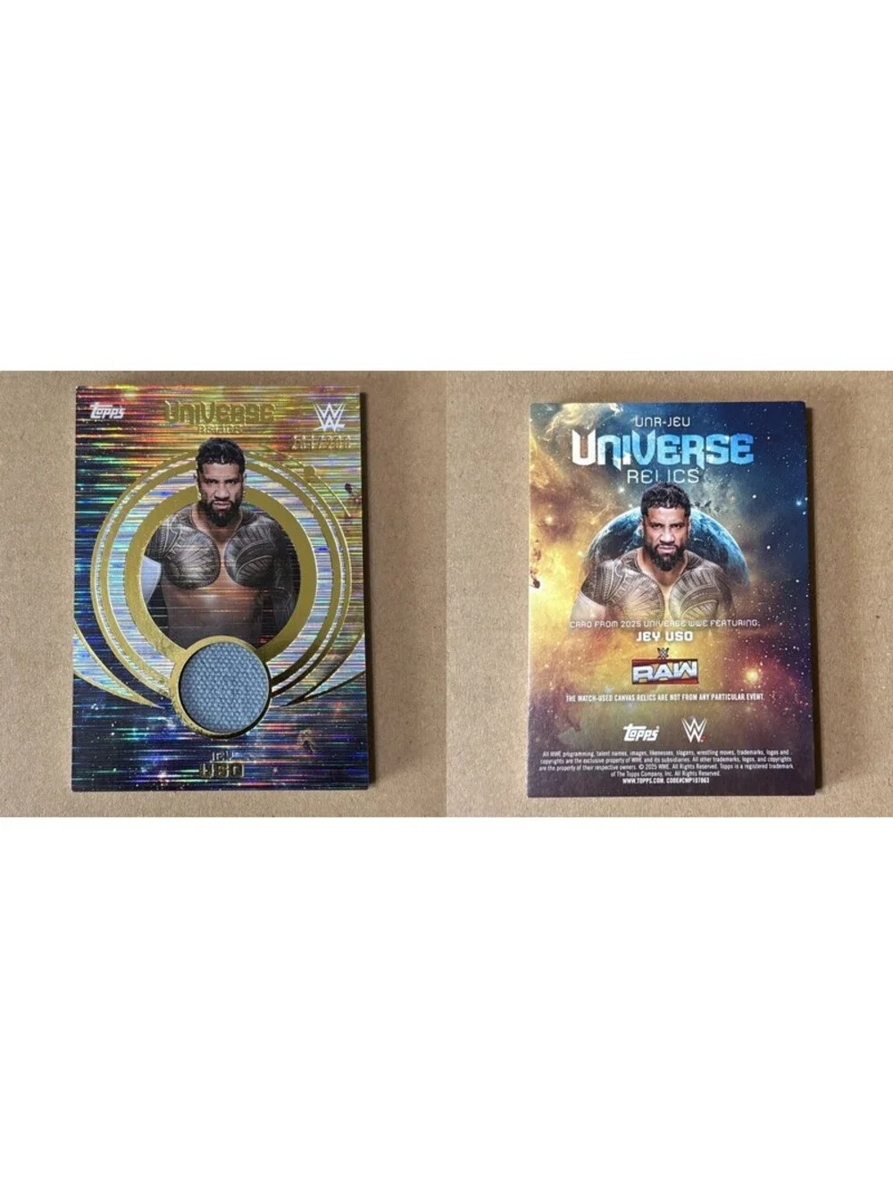 2025 Topps Universe WWE Jey Uso #UNR-JEU Universe Relics #/299 RAW